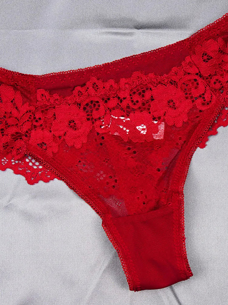 Women's Ultra-thin Cup Mesh Lace Underwear Set Transparent Bras Beauty Back Hollow Embroidery Bra & Brief Sets
