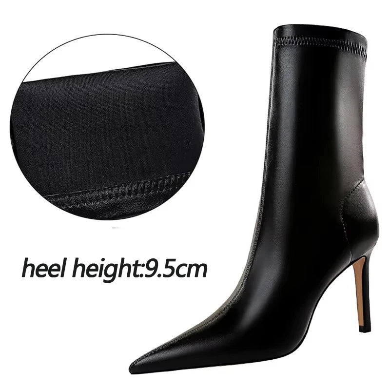 BIGTREE Shoes Leather Boots Women Ankle Boots Autumn Winter Boots Women High Heels Short Boots Ladies Booties Chaussures Femme