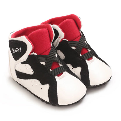 0-18M Baby ShoesHigh Top Soft Soled PU Casual Shoes ForMen And Women Newborn Walking Shoes Baby's First Pair Of Walking Shoes