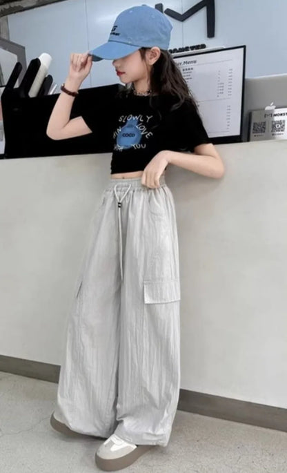Kids' Cargo Pants Summer Lightweight Mosquito Repellent Loose Fit Wide Leg Anti Bite Children's Pants 5-12 Years