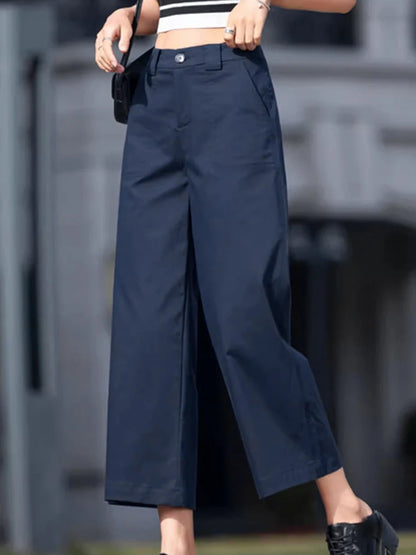 ZANZEA Holiday Solid Pockets Pants Women Straight Long Pants Casual Loose Wide Leg Trousers 2024 Summer High Waist Pantalons