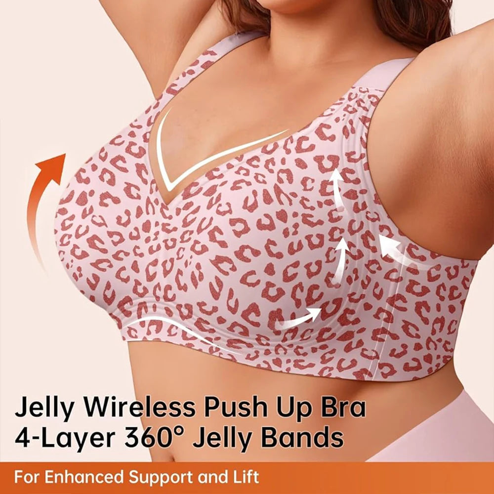 Jelly Bras For Women Plus Size Minimizer Soft Wireless Push Up Bra Full Coverage Supportive Bralette Hide Back Fat T Shirt Bras