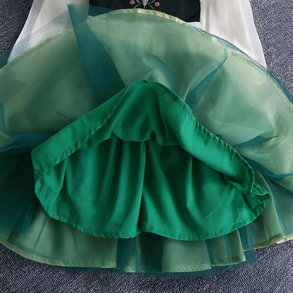 Clothing for New Kids Autumn 2026 Quality Korean Style Anna Baby Girls One Piece Princess Sundress Dress Up Girl Green Party