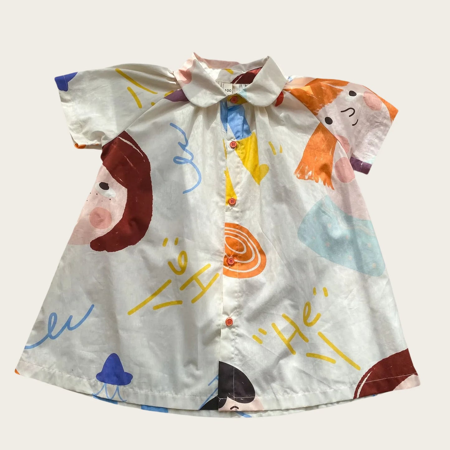 1-8 Y Summer Dress for Girls Adorable Kids Girls Cotton Doodle Print Trendy and Comfort Shirt Dress Perfect Sister Costume