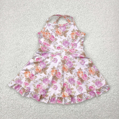 Best Selling Baby Girls Lavender Strap Colorful Skorts Shorts Yoga Sportswear Knee Length Dresses Toddler Kids Children Clothes