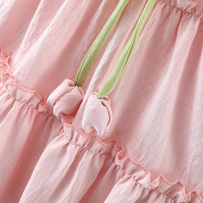 Summer New Pink Tulip Baby Girl Dress, Cute Ruffled Sleeve Children'S Clothing For Babies Aged 9 Months To 4 Years Old