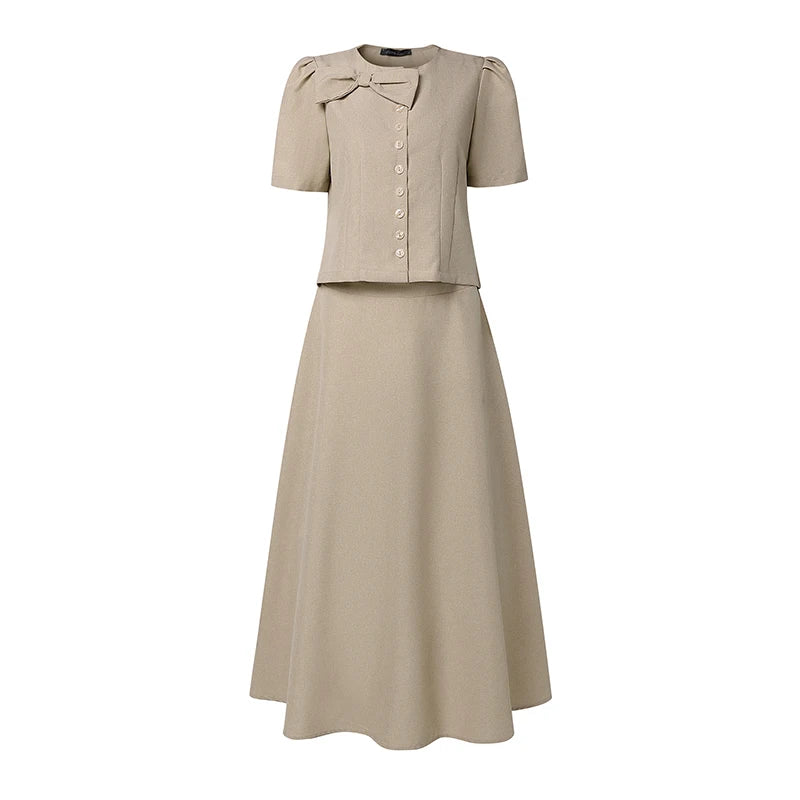 2026 ZANZEA Summer Outfits Elegant Women OL Work Dress Sets Short Sleeve Cropped Shirt A Line Skirt Suit Office 2 Pieces Sets