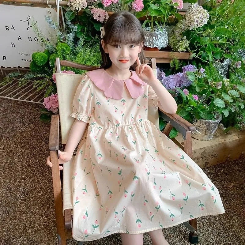 Floral Cute Casual Dress Elegant Dresses for Girl 8 To 14 Year Old Girls Clothes 11 12 Years Luxury Up Kids Summer Child Little