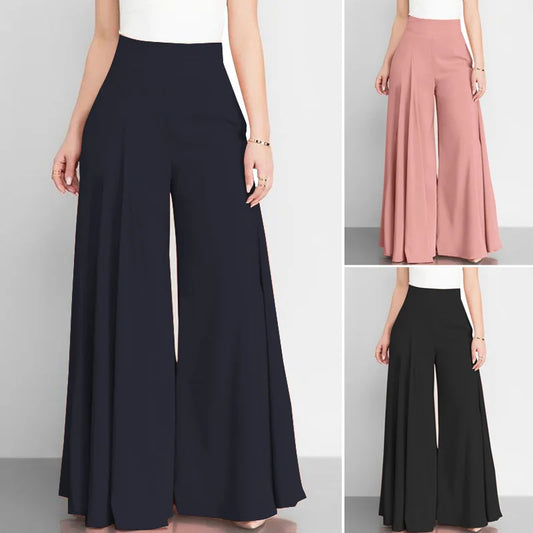 Women's Thin Trousers Zipper Wide Legs Solid Color High Waist Elegant Spring Office Commuting Simple Versatile Casual Pants