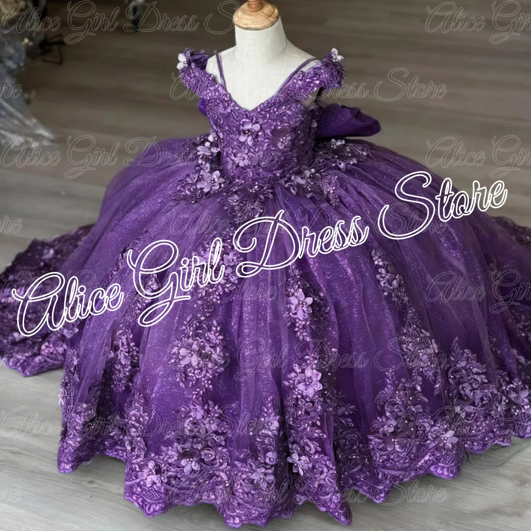Green Flower Girl Dresses For Wedding Lace Appliques Floor Length Girl Birthday Party Gowns First Communion Gowns Customized