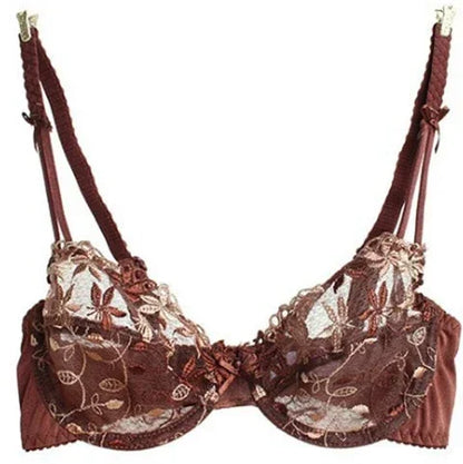 BANERDANNI Victorian Style Plus Size Red Lace Bra Set Sexy Underwire Support for Big Breasts Women's Elegant Lingerie Bow Design