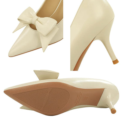 Large Size 43 Bowknot Women Pumps Pointed Tip Women Shoes Stiletto 6.5 cm Heels Sexy Party Shoes Lady Occupation OL Office Shoes