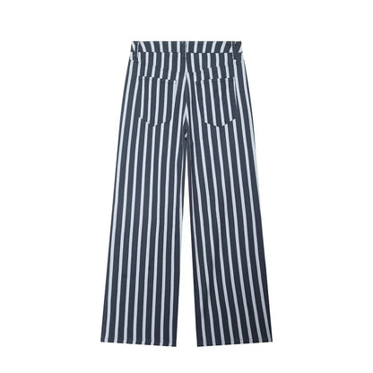 MUJER Striped Baggy Jeans Woman Summer Wide Denim Pants for Women Fashion Mid Waist Woman Trousers Streetwear Mom Women's Jeans
