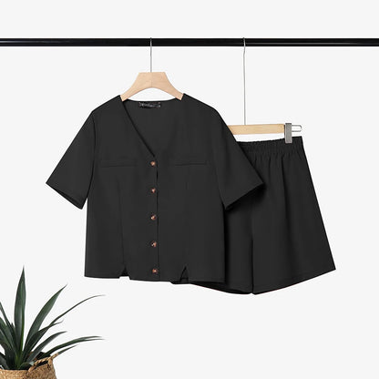 Summer Elegant V Neck Short Sleeve Blouse Short Sets ZANZEA Stylish Women 2 Pieces Sets Casual Solid OL Work Outfits Tracksuit