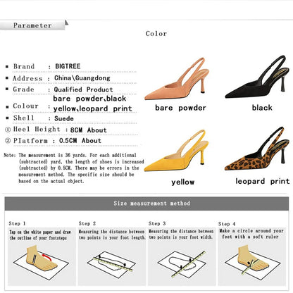 BIGTREE Shoes Women 8 Cm Heels Suede Women Pumps Sharp Pointed Hollow Out High Heels Stiletto Summer Women's Sandals Office Shoe