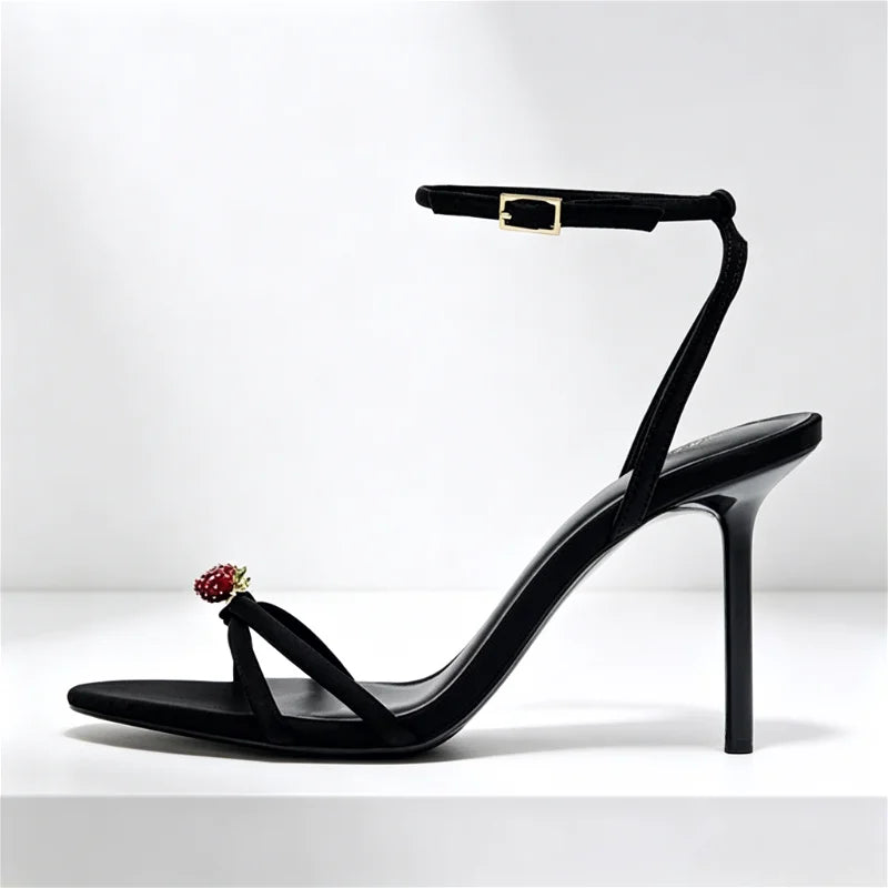 Elegant Cross Straps 10cm Thin High Heels Women Sexy Open Toe Heeled Sandals Luxury String Bead Decoration Party Dress Shoes