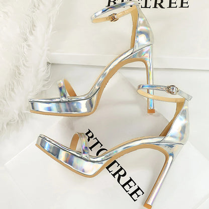Plus Size 43 Summer Women Sandals High Heels Shoes Platform Pumps Women Heels Sexy Party Shoes Patent Leather Stiletto 11.5 cm