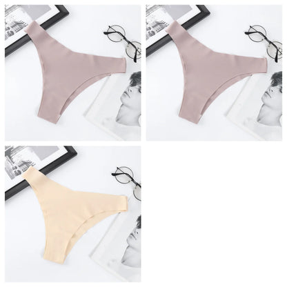 3Pcs/Set Women Ice Silk Panties V-Waist Low Rise Briefs Seamless Underwear Female Quick-Drying Underpants Sexy Lingerie S-L