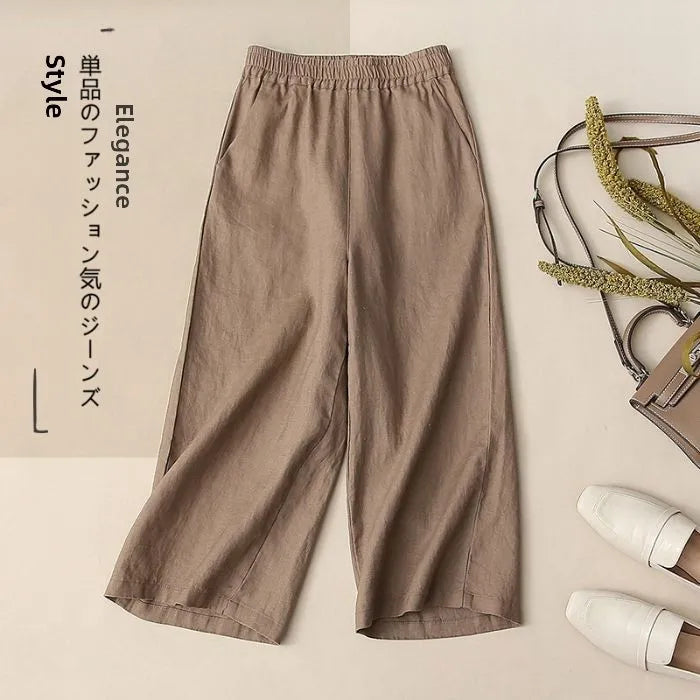 Summer Thin Wide Leg Pants Elastic Waist Loose Fit Mom Jeans  Color Casual High Waist Korean Style Commute Wind