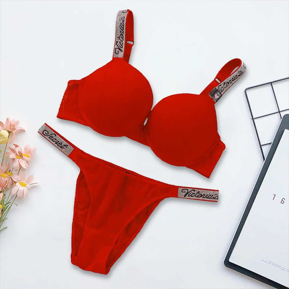 Victoria's Secret Classic Padded Adjustable push up Lingerie Underwear Set Bras and Panty Set Women's New Sexy Lingerie Sporty