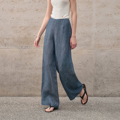 Vintage Pure Linen Long Pant for Women Fashion Casual Loose Spring and Summer Wide-leg Pants Streetwear Office Ladies Trousers