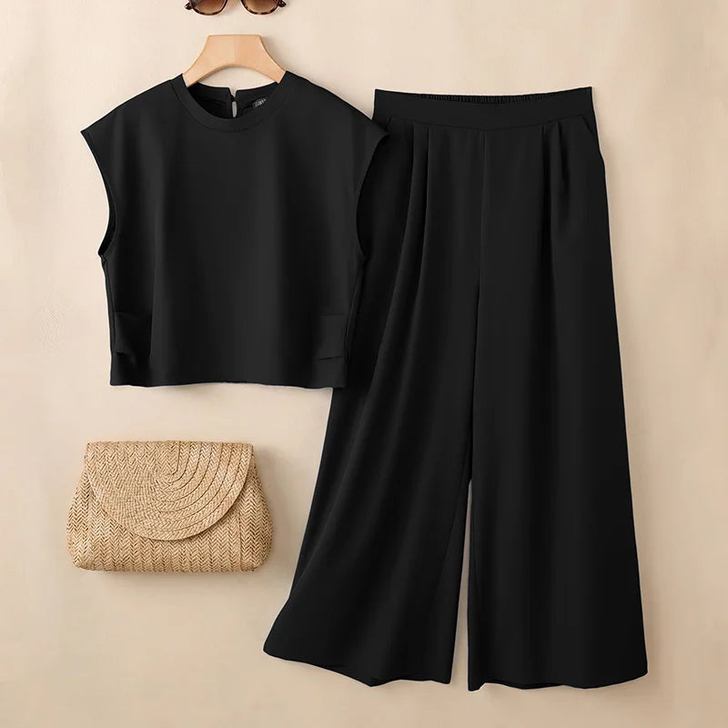 ZANZEA Fashion Casual O Neck Short Sleeve Blouse Pant Sets Summer Women Outfits Trousers Suit Solid Color Tracksuit Matching Set
