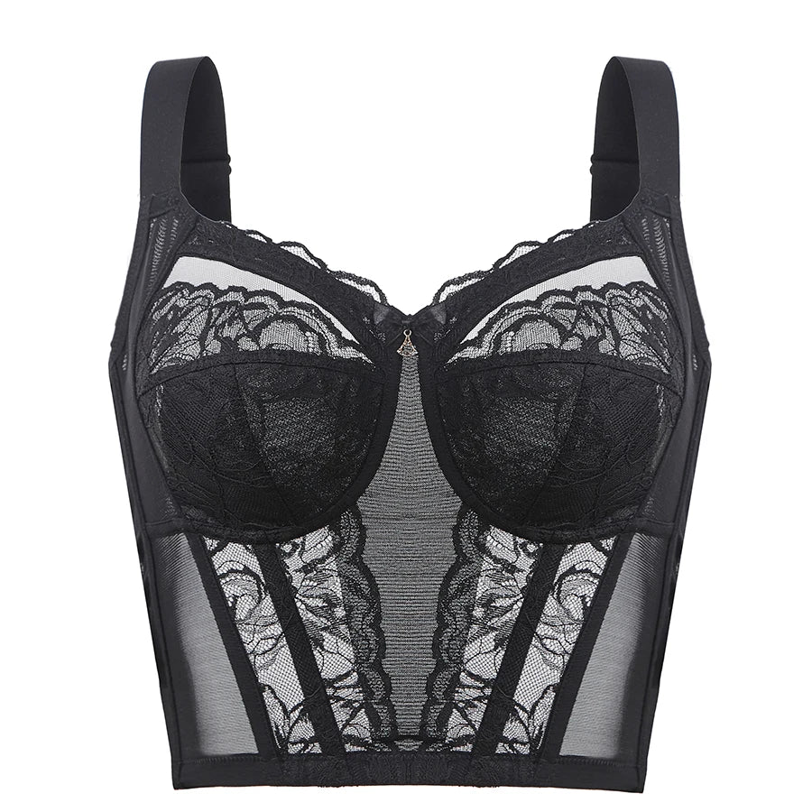 Lace Wireless Adjustable Long Bra Full Cup Body Shaping Comfortable Underwear for Women Slim Fit Tops M L XL XXL