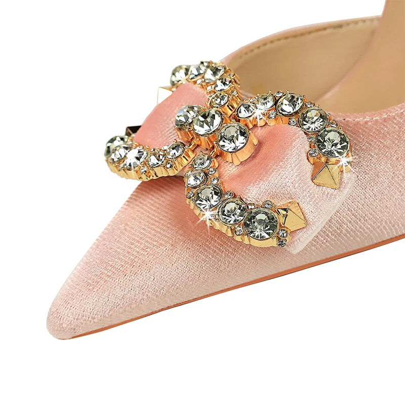 Luxury High Heels Women 7 cm 10.5 Stilettos Metal Rhinestone Women Pumps Fashion Wedding Shoes Ladies Sexy Prom Shoes 2026