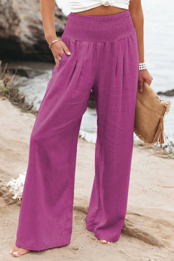 Women's Wide-leg Pants Solid Color Cotton and Linen Loose Trousers Basic Korean Style High Street Casual Pants for Female