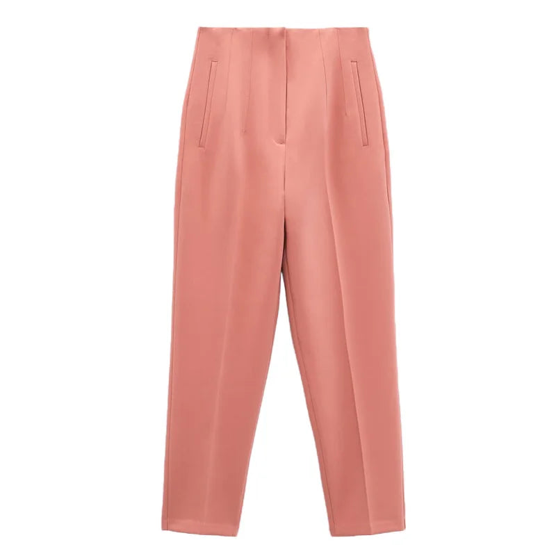 Hot Sale Women Summer Thin Casual Cropped Pants Stretchy Temperament Pleated Slimming Capris Ankle Length High Waisted Trousers