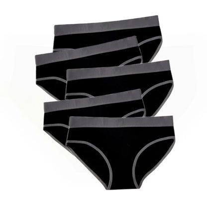 5Pcs/Set Women's Underwear Fashion Comfort Panties Mid Waist Girls Briefs Breathable Underpants Solid Color Panty Intimates