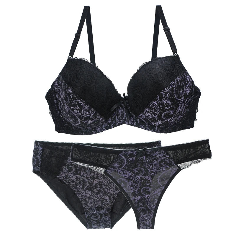Nouvell Seamless Push Up Bra Sets For Women 3 Piece Underwear Transparent BCDEF Cup Beige Black Blue Purple Red White Lingerie
