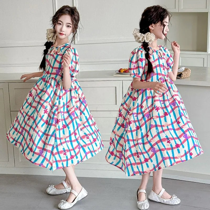 Princess Dress for Little Girls Summer Dress Dresses Girl Luxury White Farm 2025 Children's Clothing 4 Years Clothes Teenager 12