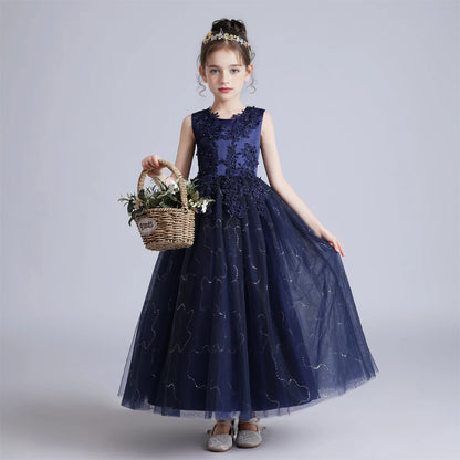 BX683 Kids Dresses For Girls Lace Dress Gown Princess Clothes Children Formal Evening Party Flower Girls Wedding Vestidois