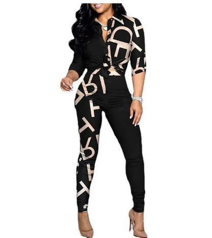 European Style Spring Summer Shirt Top And Long Pant Suit Casual Party 2 Two Pieces Tracksuit Outfits 2025
