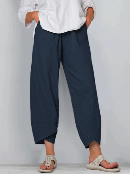 Vintage Cotton and Linen Loose Harem Pants Casual High Waist Wide Leg Trousers Women Harajuku Printed Baggy Pants Oversized