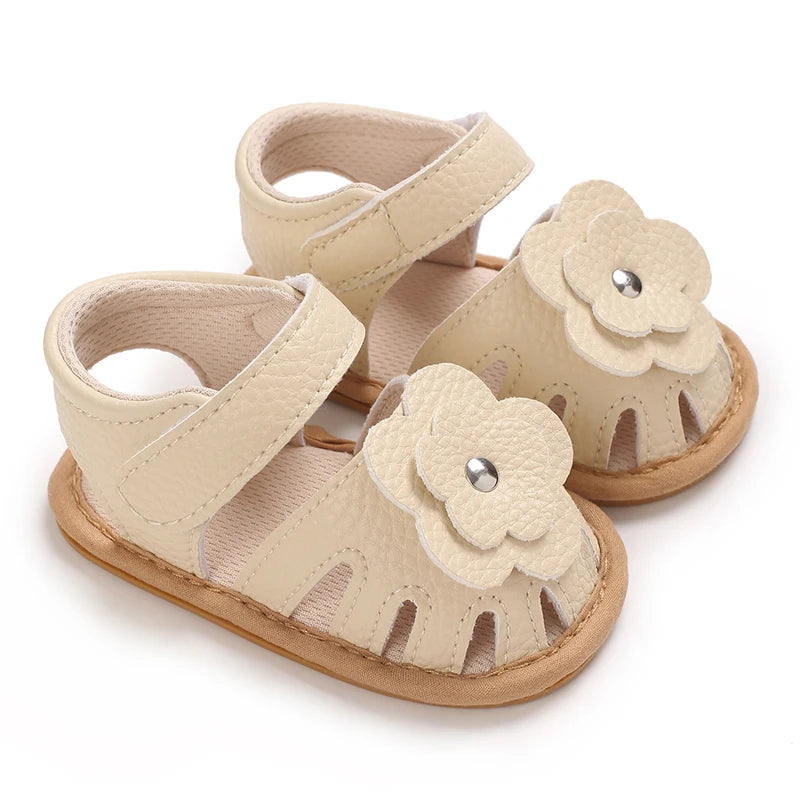 Summer 0-18M Female Baby Apricot Sandals Bow High Quality Soft Bottom Anti slip Breathable First Walking Shoes