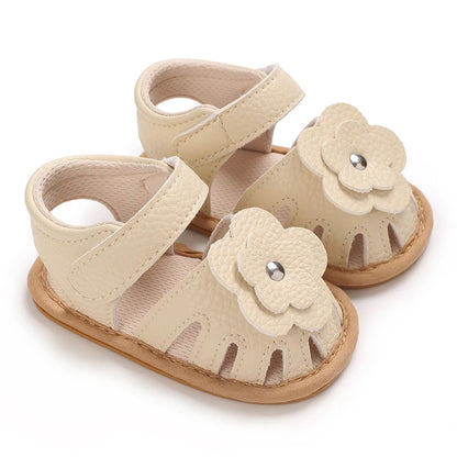 Summer 0-18M Female Baby Apricot Sandals Bow High Quality Soft Bottom Anti slip Breathable First Walking Shoes