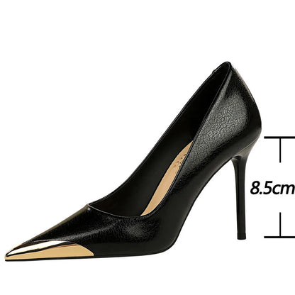 BIGTREE Shoes Metal Pointed Tip Women Pumps Fashion High Heels Ladies Shoes Stilettos Heels Pu Leather Female Pumps 2026 New
