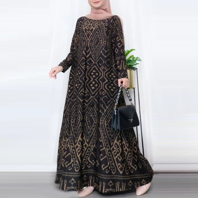 ZANZEA Women Vintage Floral Printed Sundress Spring Long Sleeve Muslim Abaya Maxi Long Dress Turkey Hijab Vestido Robe Femme