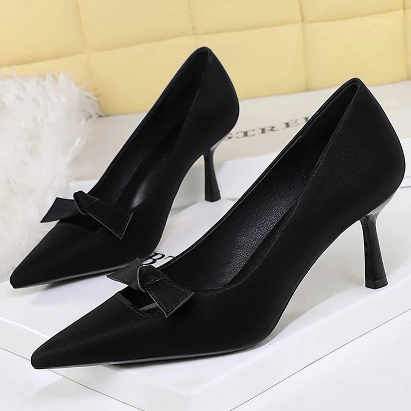 BIGTREE Shoes Fashion Women Pumps Bowknot Design Kitten Heels Ladies Shoes Stiletto 6.5 CM Luxury Banquet Shoes Women Heels 2026
