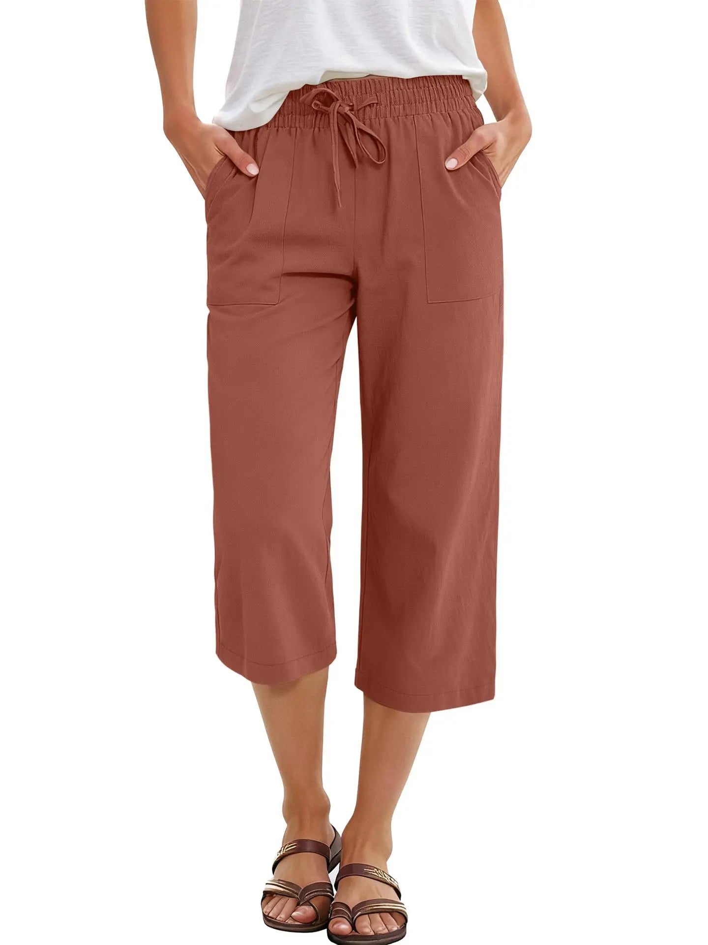 Quick Dry Capri Pants Womens Summer Hiking Cargo Pants 2 Pockets Waterproof Sun UV Protection Knee Length Shorts