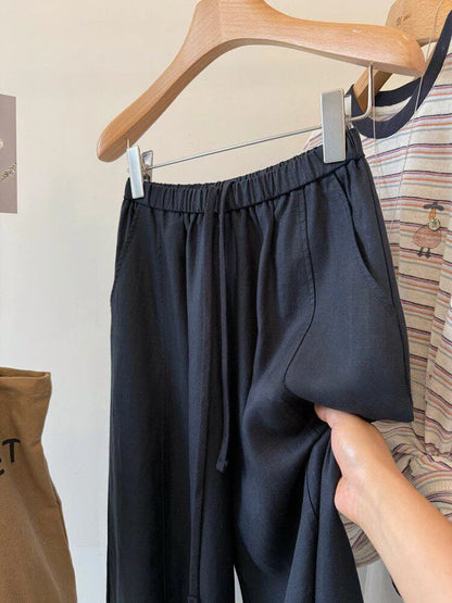 plus Size 300 Pounds Casual Pants Draped Loose Comfortable Wide Leg Linen Trousers for Women Summer Season High Waist Straigh...