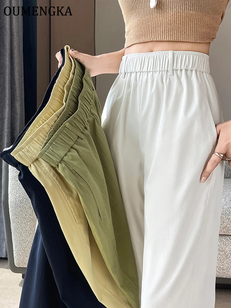Women Cotton Linen Casual Pants 2026 Summer New High Waist Pleated Wide Leg Ankle Chic  Pants Easy Wear Quality  Trousers
