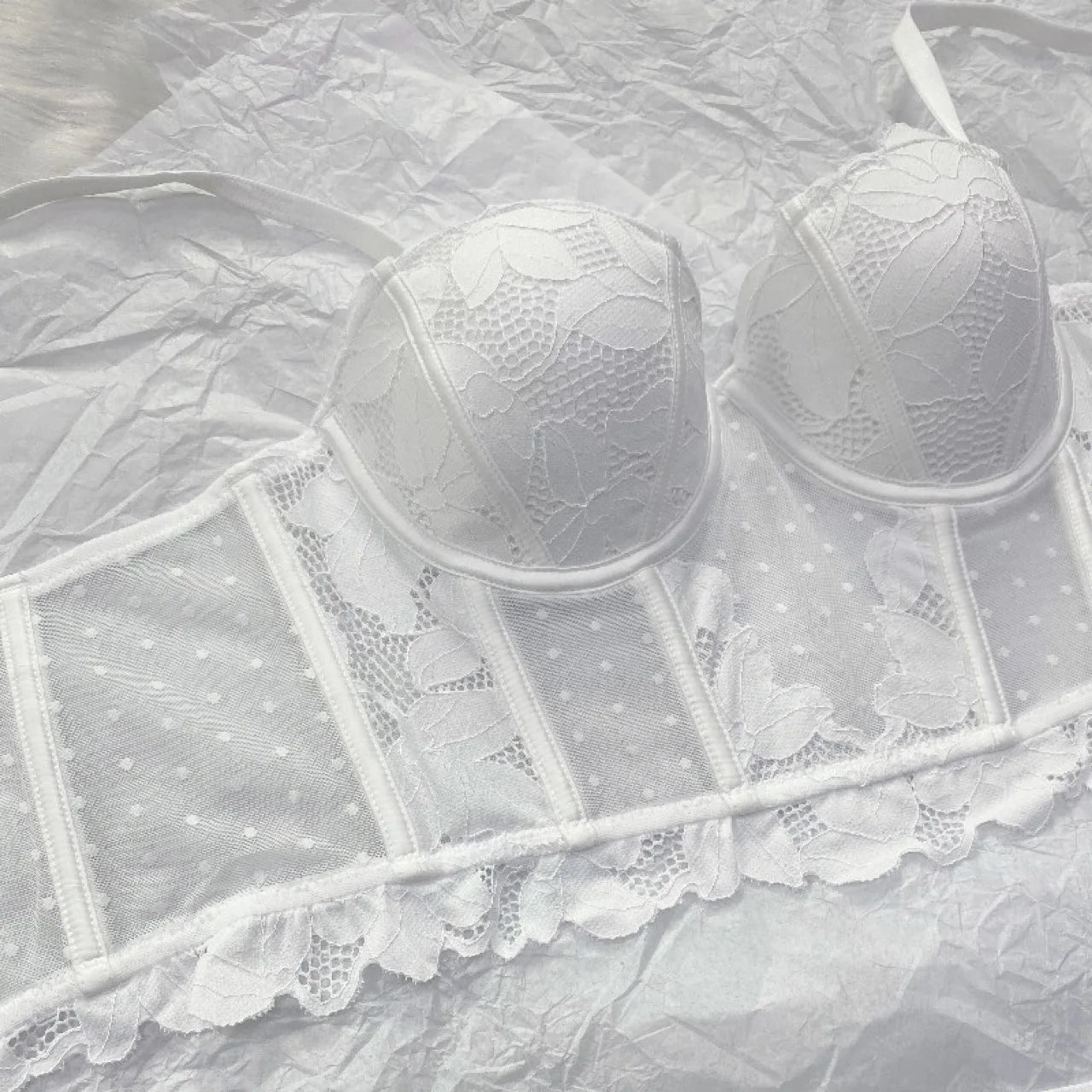 French Lace Embroidery Long Push Up Bra Set Sexy Women Underwear Fish Bone Body Shaper Top Breathable Brassiere and Panties Set